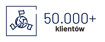 niebieska ikona reprezentująca ponad 58 000 klientów hal stalowych Astron